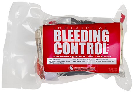 North American Rescue Individual Bleeding Control Kit in a Vacuum Sealed Pouch