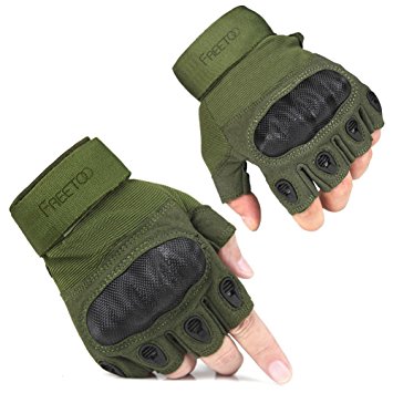 FREETOO Tactical Gloves Military Rubber Hard Knuckle Outdoor Gloves for Men Fit for Cycling Motorcycle Hiking Camping Powersports Airsoft Paintball