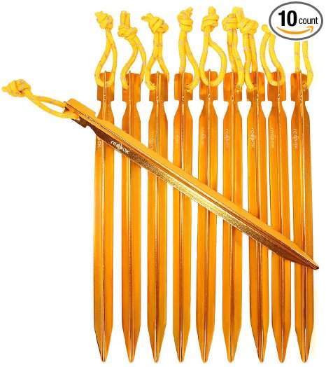 Raqpak Tent Stakes Aluminum Pegs 10 Pack with Pouch