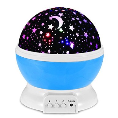 Night Lighting Lamp, Mospro 360 Degree Romantic Rotating Cosmos Star Moon Sky Projector, 4 LED Bead, 3 Model Light, USB Or Battery Powered, Perfect For Kids Bedroom