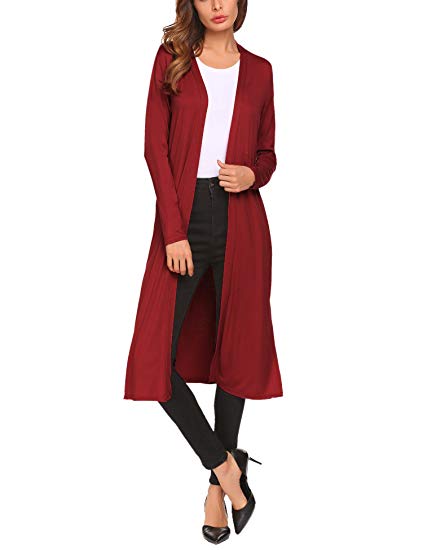 Beyove Women's Casual Open Front Long Sleeve Cardigan Sweater with Pocket