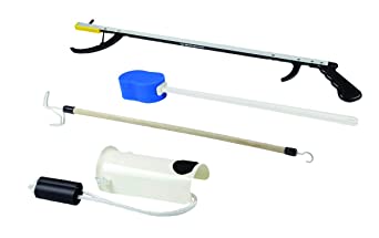 FabLife Multiple Tool Hip Kit Daily Living Aid for Hip, Knee, and Back Rehabilitation, Including: 32" Reacher, Contoured Sponge, Formed Sock Aid and 24" Dressing Stick