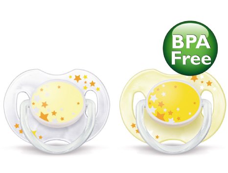 Philips AVENT BPA Free Nighttime Infant Pacifier 0-6 Months  Colors May Vary 2-Count