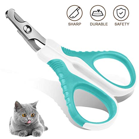 AriTan Professional Pet Cat Nail Clipper Scissors Trimmer for Cats, Rabbits and Small Animals, Cat Claw Clippers Scissors, Stainless Steel,25 Degree Curved Design, Paw Grooming