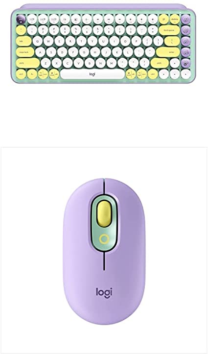 Logitech POP Wireless Mouse and POP Keys Mechanical Keyboard Combo - Customisable Emojis, SilentTouch, Precision/Speed Scroll, Bluetooth, USB, Multi-Device, OS Compatible - Daydream Mint