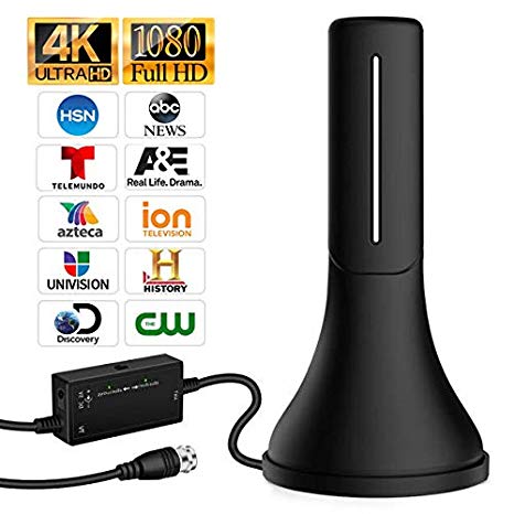 HDTV Antenna - 2019 Update Version Portable HDTV Digital Antenna, 120 Miles Long Range with Signal Amplifier for 4K HD VHF UHF Local TV Channels with 13ft Coaxial Cable for Fire TV Stick