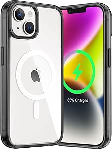 JETech Magnetic Case for iPhone 14 6.1-Inch Compatible with MagSafe Wireless Charging, Shockproof Phone Bumper Cover, Anti-Scratch Clear Back (Black)