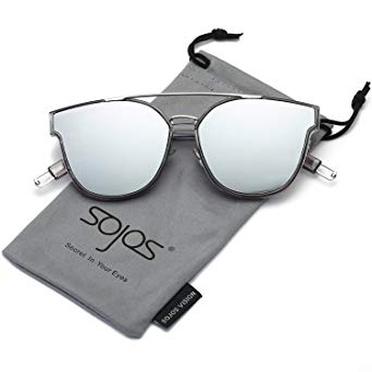 SOJOS Fashion Square Oversized Sunglasses for Women Mirrored Lens SJ2038