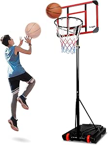 Yes4All Portable Basketball Hoop, 5.8-7ft Adjustable Height Portable Basketball Goal for Indoor, Outdoor, Pool with PC Backboard and Stable Base