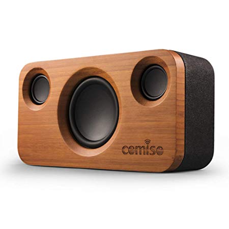 COMISO 30W Bluetooth Speakers, Dual-Driver Wireless Bluetooth Home Bamboo Wood Stereo Speaker with 20W HD Sound, 10W Subwoofer, Bold Bass, Long Playtime for Echo Dot, iPhone, Samsung, iPad (Grey)