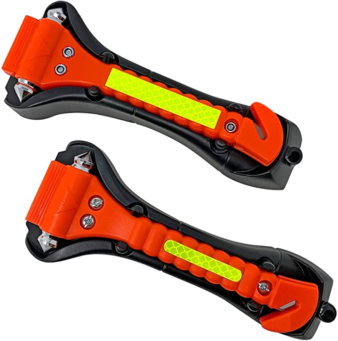 Segomo Tools 2 x Emergency Escape Safety Hammers with Car Window Breaker & Seat Belt Cutter - ESHM02