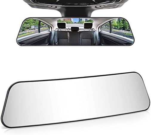 JoyTutus Rear View Mirror, 11.81 Inch Panoramic Rearview Mirror, Interior Clip-on Wide Angle Convex Universal Rear View Mirror to Reduce Blind Spot Effectively for More Car SUV Trucks -Clear