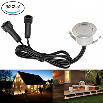 LED Deck Light Kit, Low Voltage 30 pcs Waterproof IP65 Φ1.22" Recessed Deck Lamp Warm White LED In-ground Lighting Outdoor Garden Yard Pathway Patio Stair Landscape Decor Lamp, (FAST Transport by DHL)