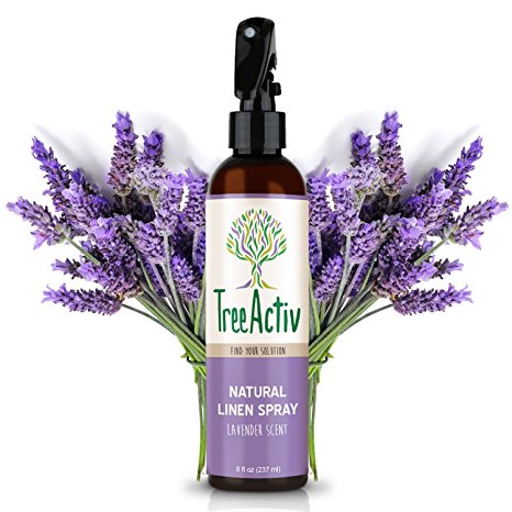 TreeActiv Natural Linen Spray | Kills Acne Causing Bacteria | Eliminates Odors | Fabric, Bedding, Clothing, Carpet & Furniture Refresher | Relaxing Lavender Scent (8 fl oz)