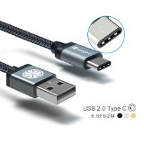 Type C iOrange-E8482 66 Ft 2M Braided Cable with Reversible Connector for New Macbook 12 inch ChromeBook Pixel Nokia N1 Tablet Asus Zen AiO and Other Devices with Type C USB Black