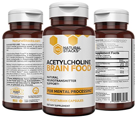 Natural Brain Supplement - Natural Stacks: Acetylcholine Brain Food - 30 Day Supply - Boosts Cognitive Function, Provides Better Mental Clarity, Helps Cut Through Brain Fog