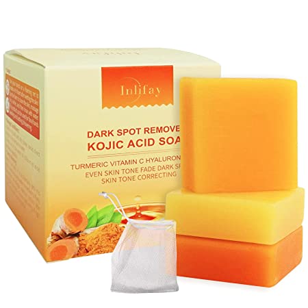 Inlifay Kojic Acid Soap, Dark Spot Remover Soap, Dark Spot Remover For Body, Turmeric Soap, Reduce For Acne & Dark Spots & Hyperpigmentation & Smooth Skin.