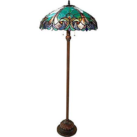 Chloe Lighting CH18780VG18-FL2 "LIAISON" Tiffany-Style Victorian 3 Light Double Lit floor Lamp 18-Inch Shade