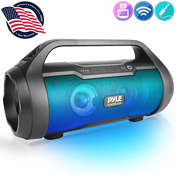 Wireless Portable Bluetooth Boombox Speaker - 500W 2.0CH Rechargeable Boom Box Speaker Portable Barrel Loud Stereo System with AUX Input/USB/SD/Fm Radio, 3" Subwoofer, Voice Control - Pyle PBMWP185