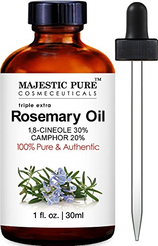 Majestic Pure Rosemary Essential Oil, Highest Quality with 30% 1,8-Cineole & 20% Camphor, 1 fl oz