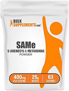 BulkSupplements.com SAMe Powder - S-Adenosyl-L-Methionine, SAM-e Supplement - for Joint Health, Gluten Free - SAM-e 400mg per Serving, 25g (0.88 oz) (Pack of 1)