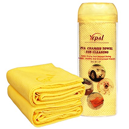 Yepal PVA Chamois Towel, Size At 26"*17", Super Water-absorbing(5 Times Absorbing Than Normal Cloth) ,Durable Quality , Dot-embossed Surface, Bright Color, Machine Washable , Cooling&soft Dry, 1 Towel Per Round Tube Pack,ideal Used As Car Clean Cloth, Sports Towel, Travel Towel, Pet Towel,household Cleaning Cloth,glass Cleaning Cloth