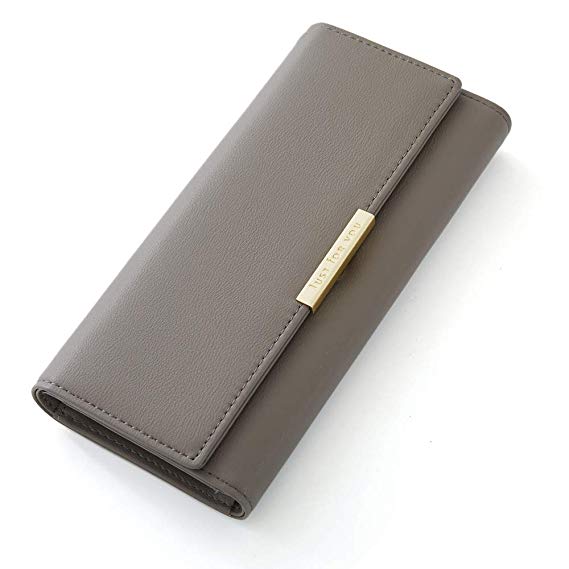 Cyanb Soft Leather Trifold Multi Card Holder Wallet, Elegant Clutch Long Purse for Women Ladies