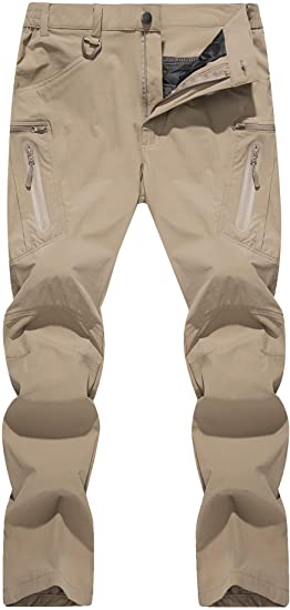 TACVASEN Men's Tactical Pants Quick-Dry Water-Resistant Lightweight and Ski Fleece Lined Hiking Pants with 8 Pockets