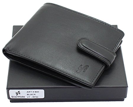 Strahide RFID Safe Contactless Card Protection Wallet - Premium Quality Genuine Leather Bifold Wallet Zip Coin Pocket Gift Boxed #840