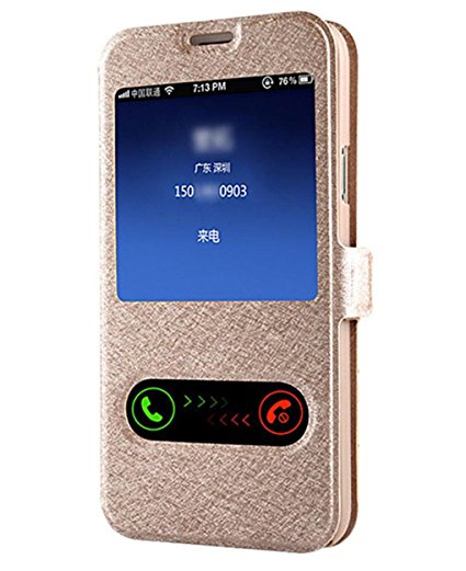 Bestpriceam® Window Pu Leather Flip Case Cover Skin for Samsung Galaxy S5 G900 I9600 (Gold)
