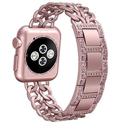 Apple Watch Band, Aokay 38mm 42mm Stainless Steel Metal Cowboy Chain Wrist Band for Apple Watch Series 3 Series 2 Series 1 Sport and Edition