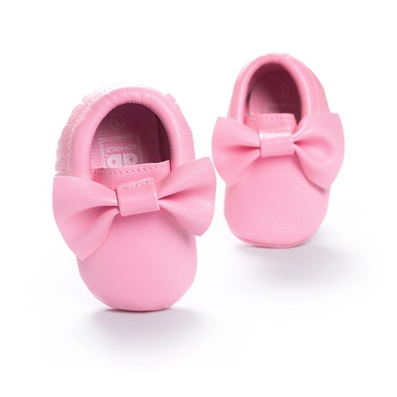 LIVEBOX Infant Baby Girls Bow Mocassins Soft Sole Anti-Slip Tassels Prewalker Toddler Shoes