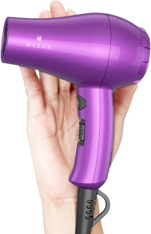 Mini Lightweight Hair Dryer for RV and Travel Ceramic Compact Blow Dryer for Kids 1000W Ionic Dryer with Concentrator, Cool Shot Button