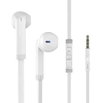 BYZ Stereo Earbuds In Ear Headphones Wired Earphones with Microphone and Volume Control for iPhone iPod Samsung Android White