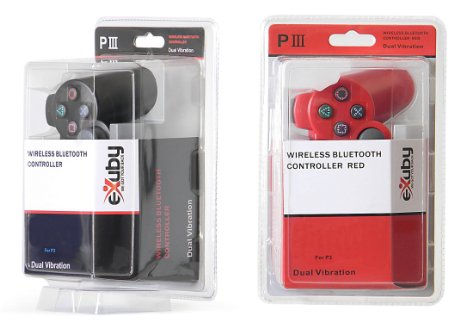 2-Pack eXuby Killer Red  Jet Black Bluetooth Wireless Controllers Compatible With Sony PS3 And Playstation 3 6-Axis And Dual-Vibration