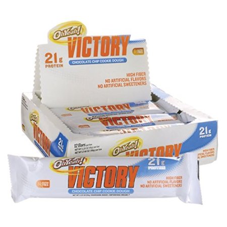 OhYeah! Victory Bars, Chocolate Chip Cookie Dough, 12 Count,2.29oz bars