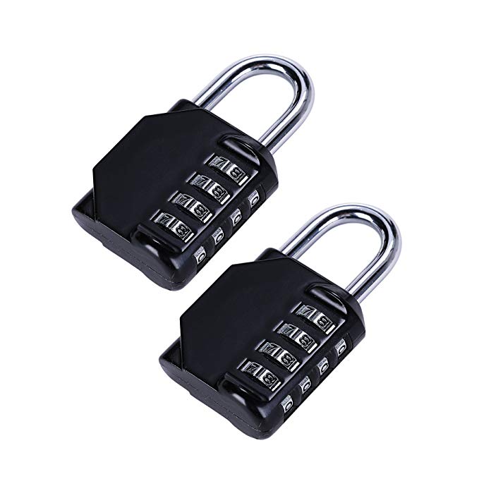 CO-Z 2 Pack Indoor & Outdoor Combination Lock, 4 Digits Anti Rust Padlock Set, Metal & Plated Steel and Weather Proof Design