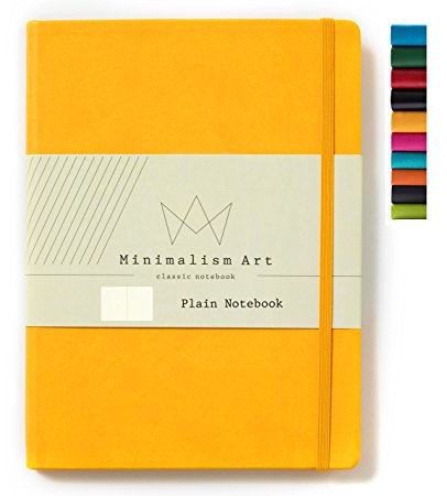 Minimalism Art | Classic Notebook Journal, Size: 8.3" X 11.4", A4, Yellow, Plain/Blank Page, 192 Pages, Hard Cover/Fine PU Leather, Inner Pocket, Premium Thick Paper-100gsm | Designed in San Francisco