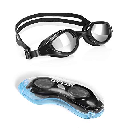 TOPLUS Swim Goggles, Goggles No Leaking Anti Fog UV Protection Swimming Goggles Triathlon for Men Women Youth Kids Child, with Mirrored & Waterproof, UV Protection Clear Lenses