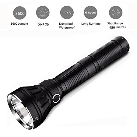 Tactical Flashlight, LIUMY 3600 Lumen Ultra Bright Handheld Flashlight, XHP 70 LED Flashlight, IPX8 Waterproof / 450 Meters Distance with 4 Mode for Outdoor (Camping, Hunting, Hiking, Cycling)