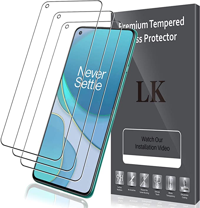 LK [3 Pack] Screen Protector for OnePlus 8T 5G Tempered Glass 9H Hardness, Case Friendly, HD Clear, Anti Scratch Film