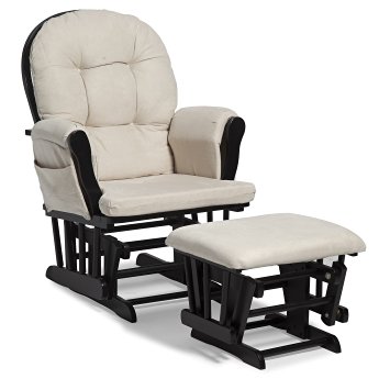 Stork Craft Hoop Glider and Ottoman Set, Black/Beige