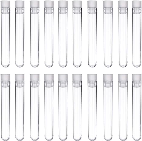 50 Pieces Clear Plastic Test Tubes 12 by 75 mm with Push Caps, 5 ml