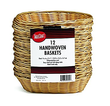 TableCraft Products C1174W Basket, Oval, Natural, 9" x 6" x 2.25" (Pack of 12)