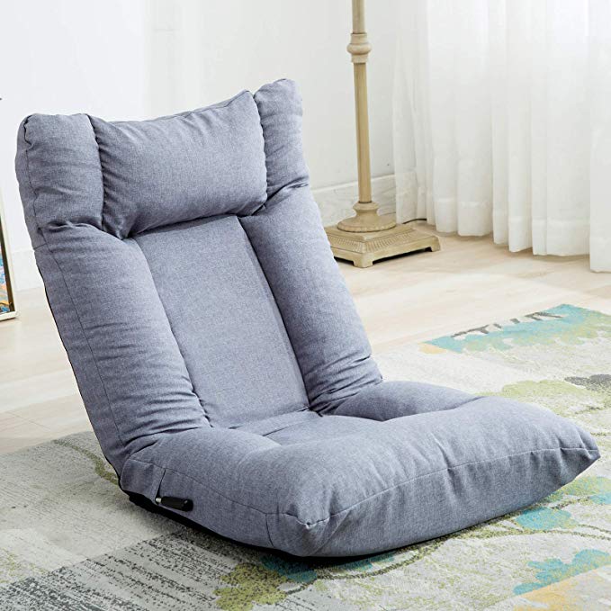 ANJ Adjustable Floor Chair Cushion Gaming Chair Folding Lazy Sofa Chair - Light Grey