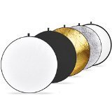 NEEWER 32-Inch 80CM Portable 5 in 1 Translucent Silver Gold White and Black Collapsible Round Multi Disc Light Reflector for Studio or any Photography Situation