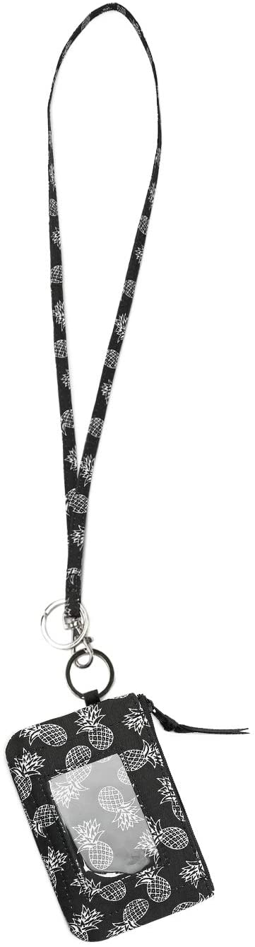 Lam Gallery Fashion Lanyard Wallet ID Badge Holder Lanyards for Office and School (Pineapple Black)