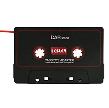Car Cassette Adapters for iPod, iPad, iPhone, MP3, Mobil Device, 3 Feet Long Cable 3.5mm Male and 2.5mm Male Adapter, Black