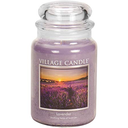 Village Candle Lavender 26 oz Glass Jar Scented Candle, Large,