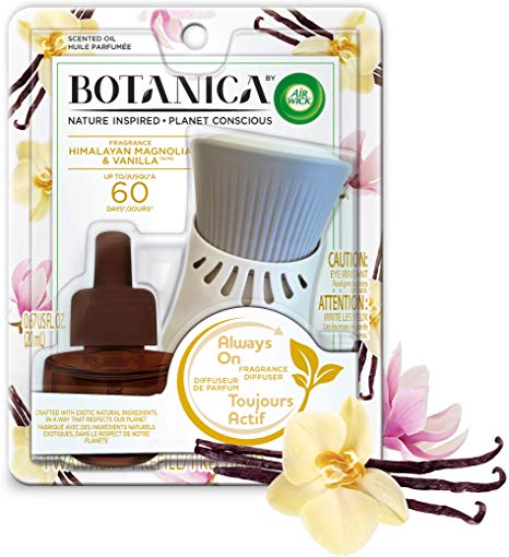 Botanica by Air Wick Plug in Scented Oil Starter Kit, 1 Warmer   1 Refill, Himalayan Magnolia and Vanilla, Air Freshener, Essential Oils